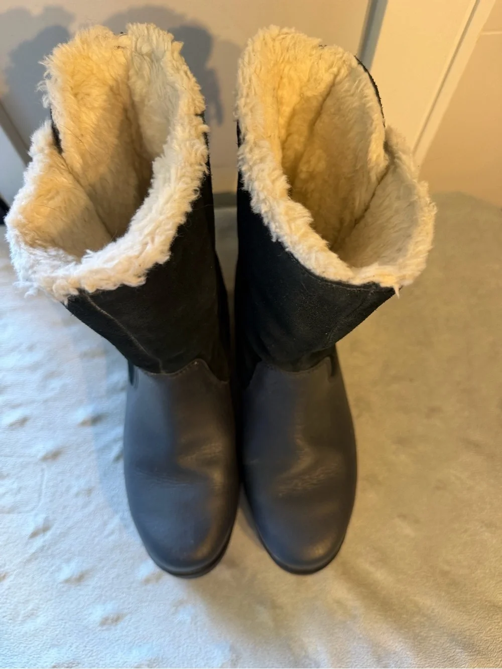 Women's Sorrel Emilie Black Mid-Calf Leather & Suede Zip Boots - Picture 9 of 14